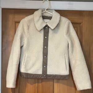 Madewell Cream Teddy Jacket with Tan Accents